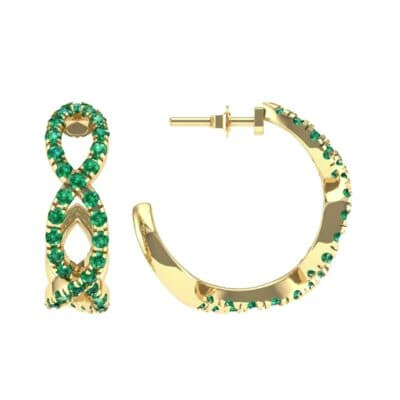 Pave Twist Emerald Hoop Earrings (1.65 CTW) Top Dynamic View