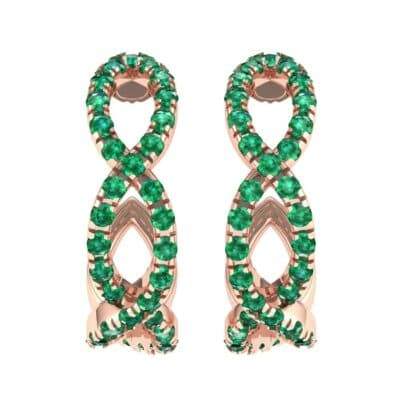 Pave Twist Emerald Hoop Earrings (1.65 CTW) Side View