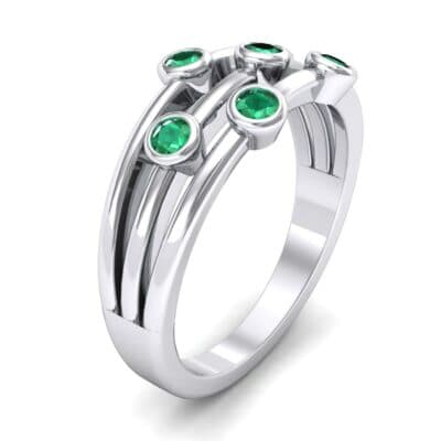 Bezel-Set Trio Emerald Ring (0.58 CTW) Perspective View