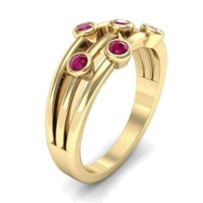 Bezel-Set Trio Ruby Ring (0.58 CTW) Perspective View