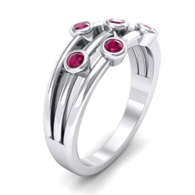 Bezel-Set Trio Ruby Ring (0.58 CTW) Perspective View