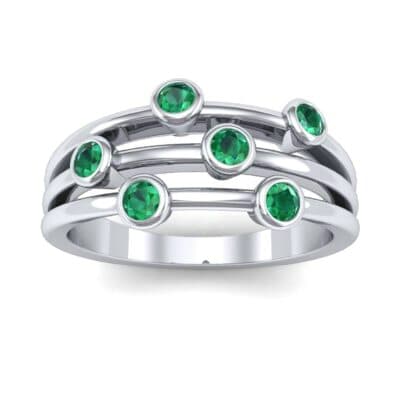 Bezel-Set Trio Emerald Ring (0.58 CTW) Top Dynamic View