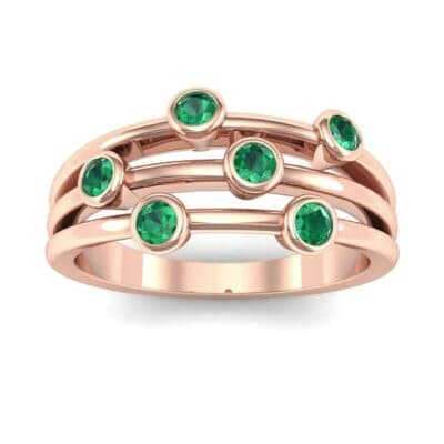 Bezel-Set Trio Emerald Ring (0.58 CTW) Top Dynamic View