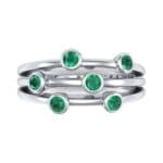 Bezel-Set Trio Emerald Ring (0.58 CTW) Top Flat View