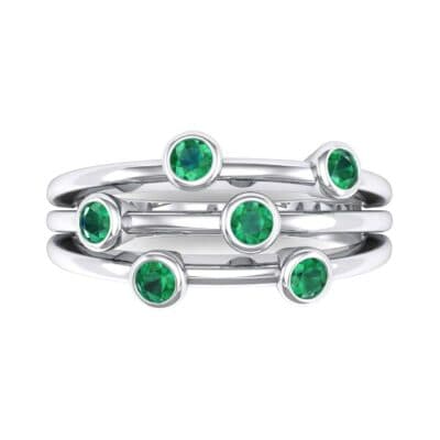 Bezel-Set Trio Emerald Ring (0.58 CTW) Top Flat View