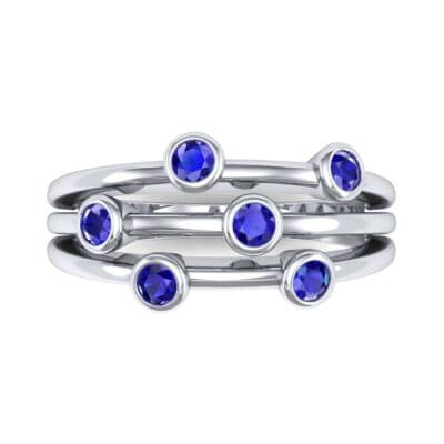 Bezel-Set Trio Blue Sapphire Ring (0.58 CTW) Top Flat View