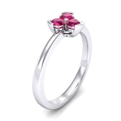 Three-Stone Flower Ruby Engagement Ring (0.48 CTW) Perspective View