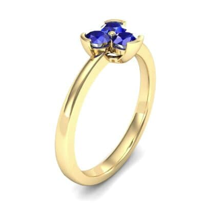 Three-Stone Flower Blue Sapphire Engagement Ring (0.48 CTW) Perspective View
