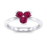 Three-Stone Flower Ruby Engagement Ring (0.48 CTW) Top Dynamic View
