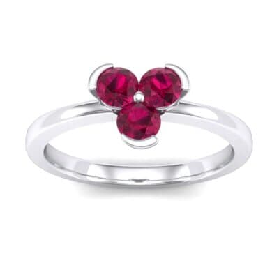Three-Stone Flower Ruby Engagement Ring (0.48 CTW) Top Dynamic View