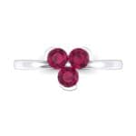 Three-Stone Flower Ruby Engagement Ring (0.48 CTW) Top Flat View
