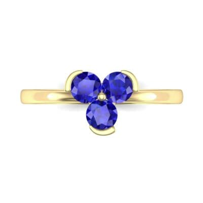 Three-Stone Flower Blue Sapphire Engagement Ring (0.48 CTW) Top Flat View