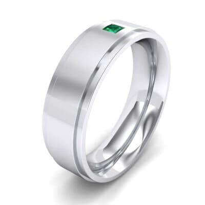 Stepped Edge Single Princess-Cut Emerald Ring (0.1 CTW) Perspective View
