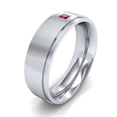 Stepped Edge Single Princess-Cut Ruby Ring (0.1 CTW) Perspective View