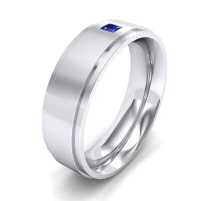 Stepped Edge Single Princess-Cut Blue Sapphire Ring (0.1 CTW) Perspective View