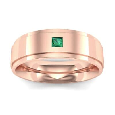 Stepped Edge Single Princess-Cut Emerald Ring (0.1 CTW) Top Dynamic View