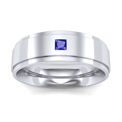 Stepped Edge Single Princess-Cut Blue Sapphire Ring (0.1 CTW) Top Dynamic View