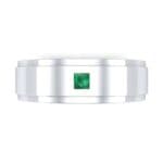 Stepped Edge Single Princess-Cut Emerald Ring (0.1 CTW) Top Flat View