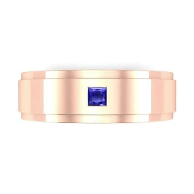 Stepped Edge Single Princess-Cut Blue Sapphire Ring (0.1 CTW) Top Flat View