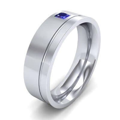 Single Princess-Cut Blue Sapphire Ring (0.12 CTW) Perspective View