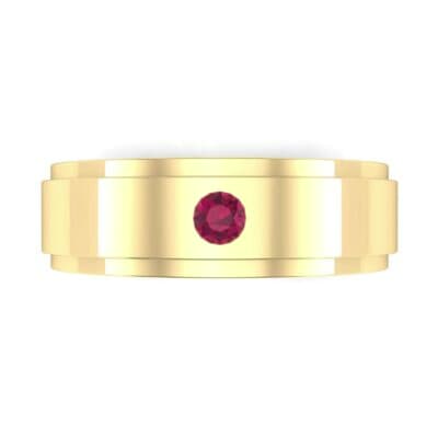 Stepped Edge Single Round-Cut Ruby Ring (0.1 CTW) Top Flat View