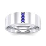 Round Three-Stone Pave Blue Sapphire Ring (0.06 CTW) Top Dynamic View