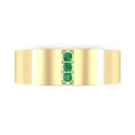 Round Three-Stone Pave Emerald Ring (0.06 CTW) Top Flat View