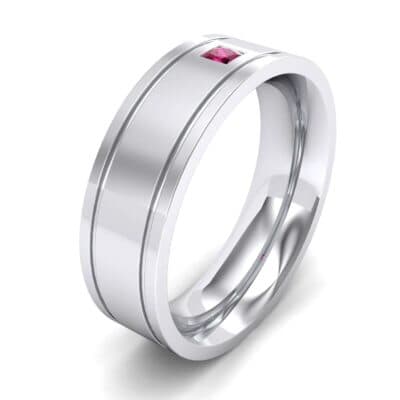 Double Groove Princess-Cut Ruby Ring (0.06 CTW) Perspective View