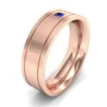 Double Groove Princess-Cut Blue Sapphire Ring (0.06 CTW) Perspective View