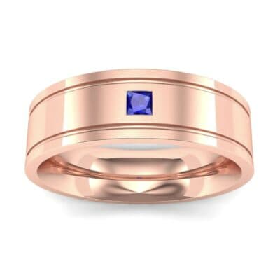 Double Groove Princess-Cut Blue Sapphire Ring (0.06 CTW) Top Dynamic View