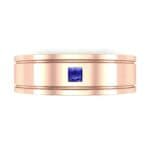 Double Groove Princess-Cut Blue Sapphire Ring (0.06 CTW) Top Flat View