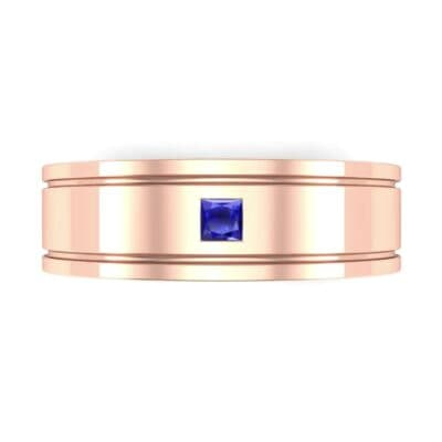 Double Groove Princess-Cut Blue Sapphire Ring (0.06 CTW) Top Flat View