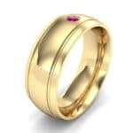 Double Groove Round-Cut Ruby Ring (0.06 CTW) Perspective View