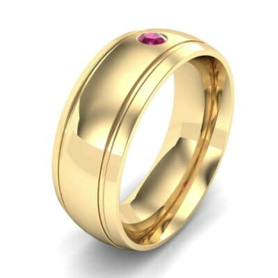 Double Groove Round-Cut Ruby Ring (0.06 CTW) Perspective View