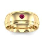 Double Groove Round-Cut Ruby Ring (0.06 CTW) Top Dynamic View