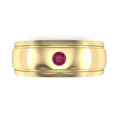 Double Groove Round-Cut Ruby Ring (0.06 CTW) Top Flat View