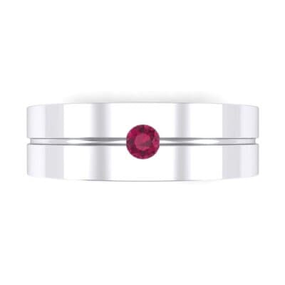 Single Line Round-Cut Ruby Ring (0.1 CTW) Top Flat View