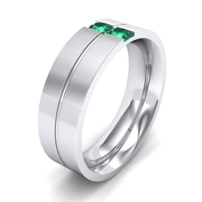 Two-Stone Vertical Channel Emerald Ring (0.19 CTW) Perspective View