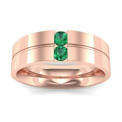 Two-Stone Vertical Channel Emerald Ring (0.19 CTW) Top Dynamic View
