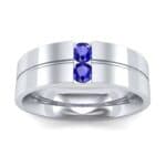 Two-Stone Vertical Channel Blue Sapphire Ring (0.19 CTW) Top Dynamic View