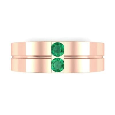 Two-Stone Vertical Channel Emerald Ring (0.19 CTW) Top Flat View