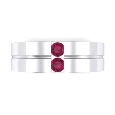 Two-Stone Vertical Channel Ruby Ring (0.19 CTW) Top Flat View