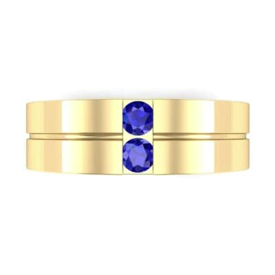 Two-Stone Vertical Channel Blue Sapphire Ring (0.19 CTW) Top Flat View