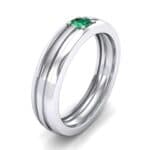 Single Line Round-Cut Emerald Ring (0.19 CTW) Perspective View