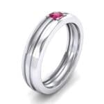 Single Line Round-Cut Ruby Ring (0.19 CTW) Perspective View