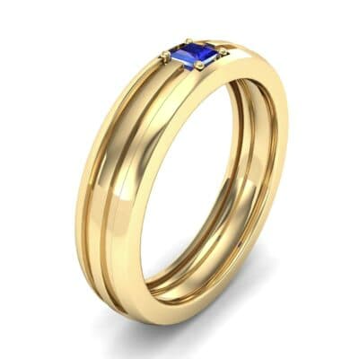 Single Line Round-Cut Blue Sapphire Ring (0.19 CTW) Perspective View