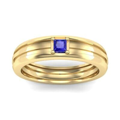 Single Line Round-Cut Blue Sapphire Ring (0.19 CTW) Top Dynamic View