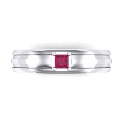 Single Line Round-Cut Ruby Ring (0.19 CTW) Top Flat View