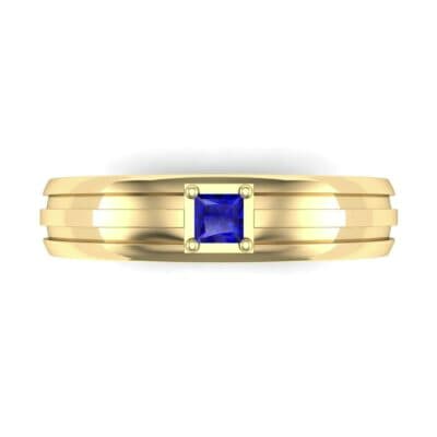 Single Line Round-Cut Blue Sapphire Ring (0.19 CTW) Top Flat View