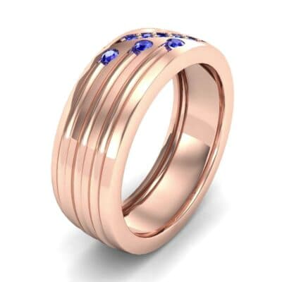 Diagonal Pave Blue Sapphire Ring (0.39 CTW) Perspective View